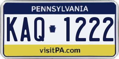 PA license plate KAQ1222