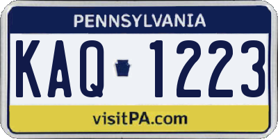 PA license plate KAQ1223