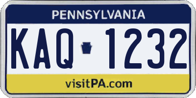 PA license plate KAQ1232