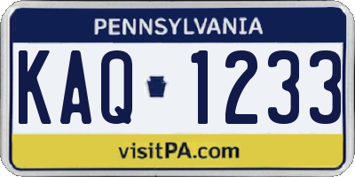 PA license plate KAQ1233