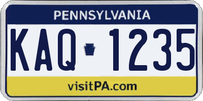 PA license plate KAQ1235