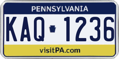 PA license plate KAQ1236