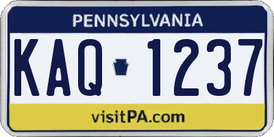 PA license plate KAQ1237