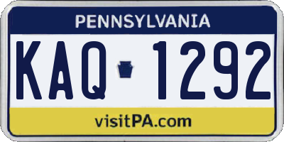 PA license plate KAQ1292