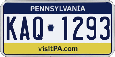 PA license plate KAQ1293