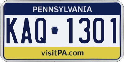 PA license plate KAQ1301
