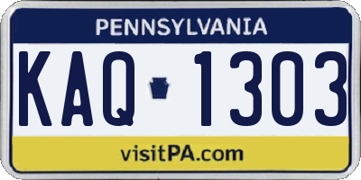 PA license plate KAQ1303
