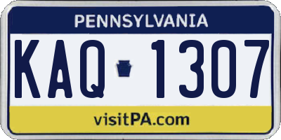 PA license plate KAQ1307