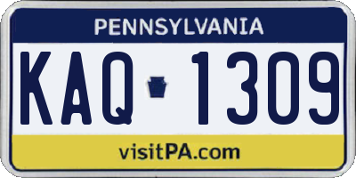 PA license plate KAQ1309