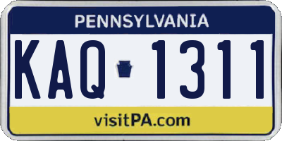 PA license plate KAQ1311