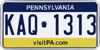 PA license plate KAQ1313