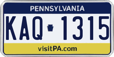 PA license plate KAQ1315