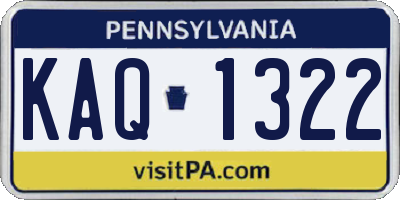 PA license plate KAQ1322