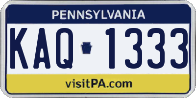 PA license plate KAQ1333
