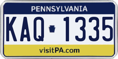 PA license plate KAQ1335