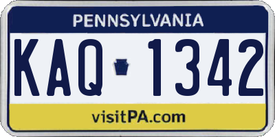 PA license plate KAQ1342