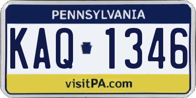 PA license plate KAQ1346