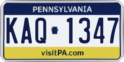 PA license plate KAQ1347