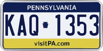 PA license plate KAQ1353