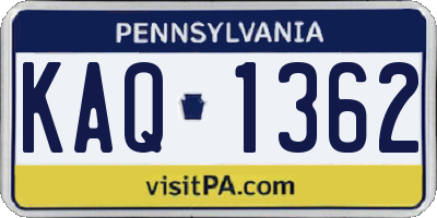 PA license plate KAQ1362