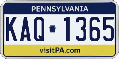 PA license plate KAQ1365