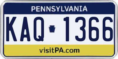 PA license plate KAQ1366