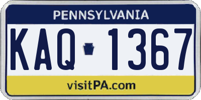 PA license plate KAQ1367
