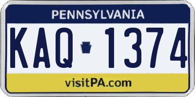 PA license plate KAQ1374