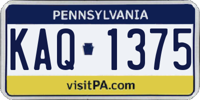 PA license plate KAQ1375