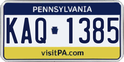 PA license plate KAQ1385