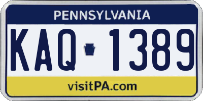 PA license plate KAQ1389