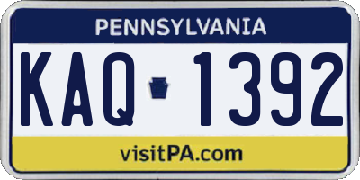 PA license plate KAQ1392