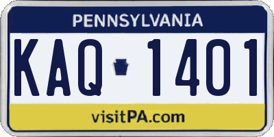 PA license plate KAQ1401