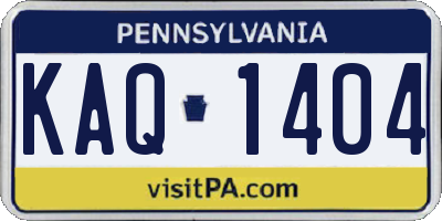 PA license plate KAQ1404