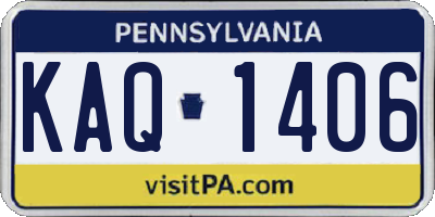 PA license plate KAQ1406