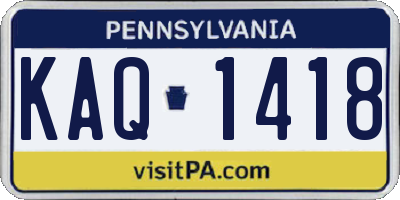 PA license plate KAQ1418