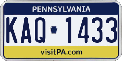PA license plate KAQ1433
