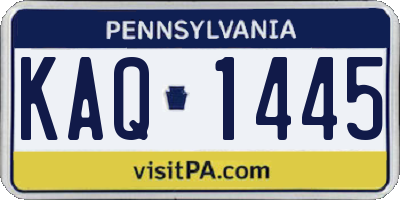 PA license plate KAQ1445