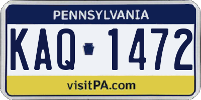 PA license plate KAQ1472