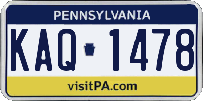 PA license plate KAQ1478