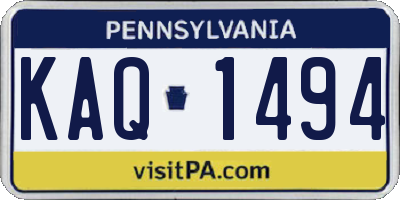 PA license plate KAQ1494