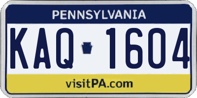 PA license plate KAQ1604