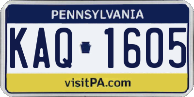 PA license plate KAQ1605