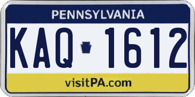 PA license plate KAQ1612