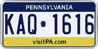 PA license plate KAQ1616