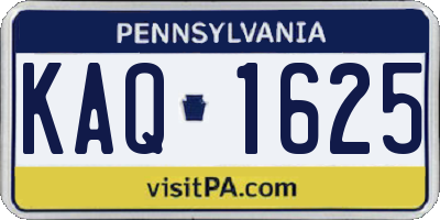PA license plate KAQ1625