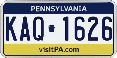 PA license plate KAQ1626