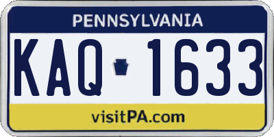 PA license plate KAQ1633
