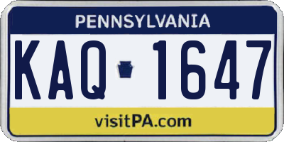 PA license plate KAQ1647