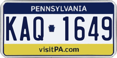 PA license plate KAQ1649